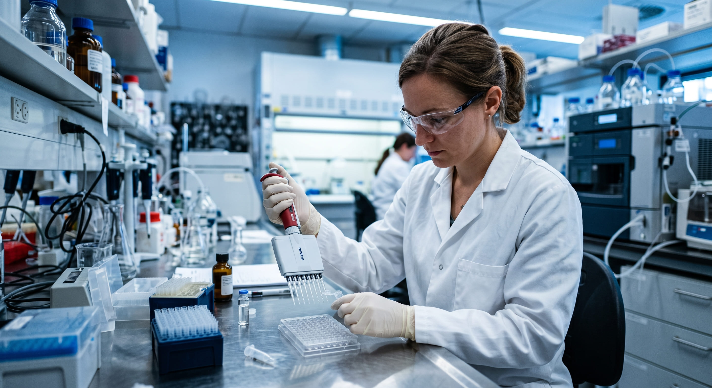 Laboratuvar test / analiz cihazları veya formülasyon geliştirme süreci görseli